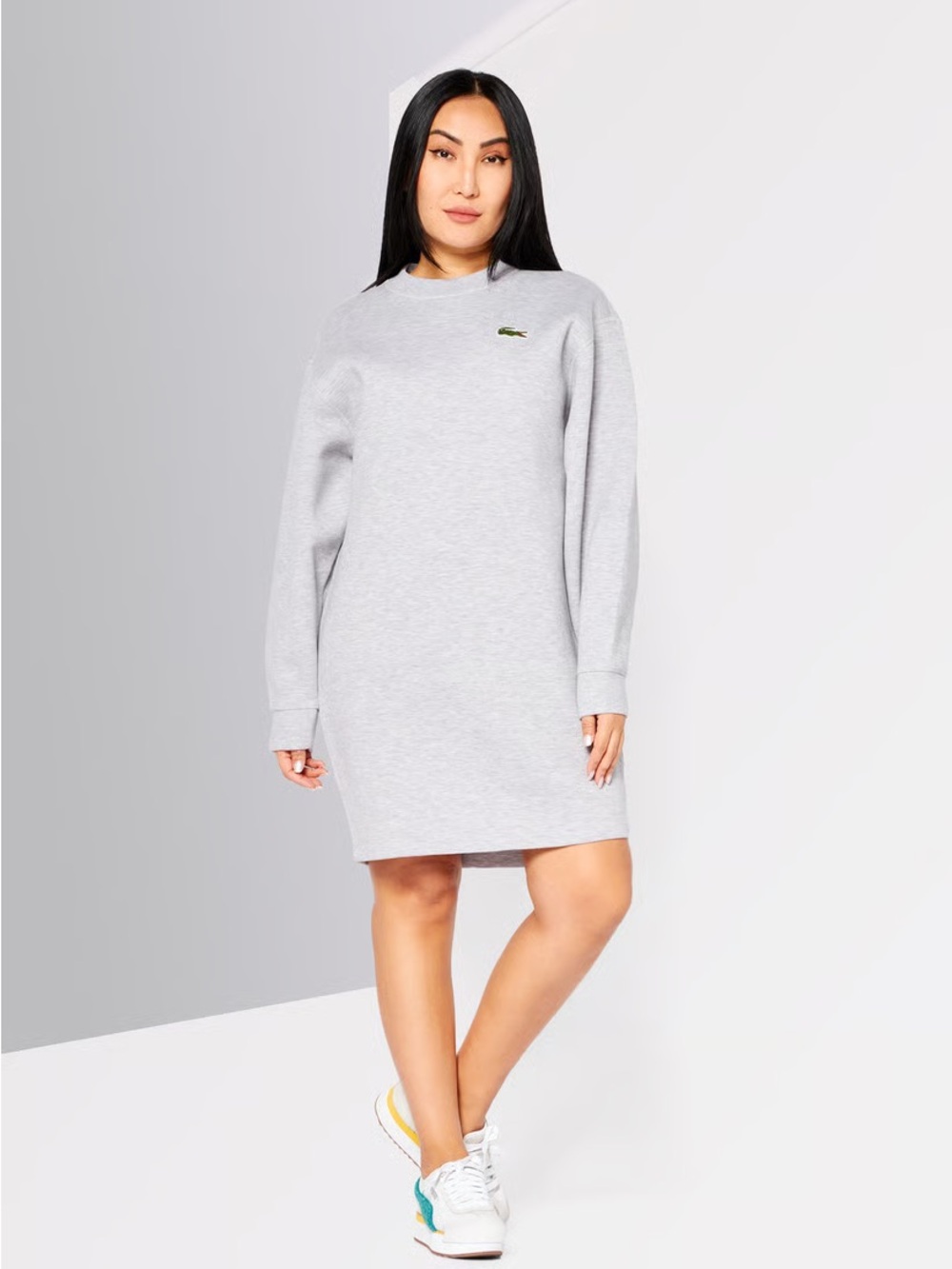 Lacoste Heather Gray Sweatshirt Mini Dress